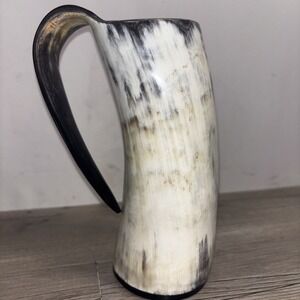 Ale Horn AleHorn Viking Horn Drinking Mug Authentic Tankard Natural Finish VGUC